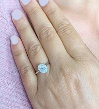 Load image into Gallery viewer, Oval Cut Moissanite Ring and Round Cut Sides Engagement Ring Halo Style 14k Solid White Gold Wedding Ring Bridal Propose Ring For Her 1.20ct