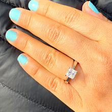 Load image into Gallery viewer, Princess Cut Moissanite Engagement Ring Solitaire Prong Setting Bridal Ring Tapered Wedding Ring 14k Solid White Gold Ring For Her 1.20ct