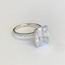 Load image into Gallery viewer, Cushion Cut Moissanite And Round Cut Sides Engagement Ring Round Cut Sides Bridal Set Wedding Ring For Her Set In 14k Solid White Gold 5.25