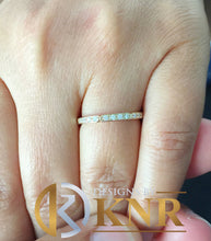 Load image into Gallery viewer, Round Cut Moissanites Band Half Eternity Anniversary Band Prong Set Engagement Ring Band 14k Solid Yellow Gold Ring Wedding Band 0.15ctw