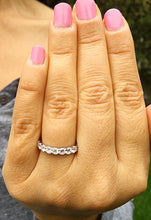 Load image into Gallery viewer, Round Cut Moissanite Eternity Band Women's Band 14k Solid White Gold Anniversary Eternity Band Prong Set Bridal Band For Her Gold Band 2.00