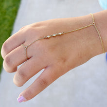 Load image into Gallery viewer, Finger Bracelet Round Cut Moissanites Ring Bracelet Gold Hand Chain Bracelet Bezel Set Chain Finger Bracelet 14k Solid Yellow Gold 0.30ctw