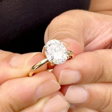 Load image into Gallery viewer, Oval Shape Moissanite Engagement Ring Solitaire 14k Solid Yellow Gold Bridal Ring Wedding Ring Anniversary Ring Solitaire Four Prong 3.00ct