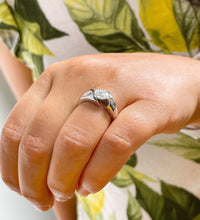Load image into Gallery viewer, Round Cut Moissanite Engagement Ring Solitaire Tension Set Style In 14k Solid White Gold Propose Ring Semi Tension Set Wedding Ring 1.00ctw