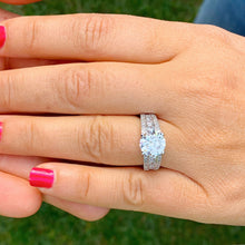 Load image into Gallery viewer, Round Cut Moissanite And cvd Round Cut Diamond Sides In 14k Solid White Gold Engagement Ring, Wedding And Anniversary Bridal Ring 3.50ct