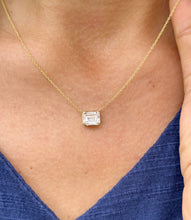 Load image into Gallery viewer, Emerald Diamond Bezel Set Solitaire Necklace and Chain In IGI Certified 14k Solid Yellow Gold Pendant And Chain Bridal Wedding Gift 2.00ct