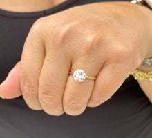 Load image into Gallery viewer, Round cut Moissanite Engagement Ring Solitaire 14k Solid Yellow Gold Bridal Wedding Ring For Her Anniversary Ring Four Prong Set 2.00ctw
