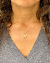 Load image into Gallery viewer, Star Of David Style Pendent And Chain in 14K Solid Yellow Gold Necklace Minimalist Style Wedding Bridal And Anniversary Women's Gift For Her
