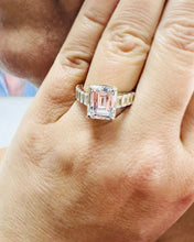 Load image into Gallery viewer, Emerald Cut Moissanite Engagement Ring Women's Wedding Ring Set In 14k Solid And Heavy Yellow Gold Bridal Ring For Her Design Ring 6.00ctw