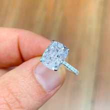 Load image into Gallery viewer, Cushion Cut Moissanite And Round Cut Sides Engagement Ring Round Cut Sides Bridal Set Wedding Ring For Her Set In 14k Solid White Gold 5.25