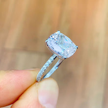 Load image into Gallery viewer, Cushion Cut Moissanite And Round Cut Sides Engagement Ring Round Cut Sides Bridal Set Wedding Ring For Her Set In 14k Solid White Gold 5.25