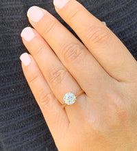 Load image into Gallery viewer, Four Prong Solitaire Ring Round Cut Moissanite Engagement Ring Cathedral Setting Style Wedding Bridal Ring 14k Solid Yellow Gold 1.20ctw
