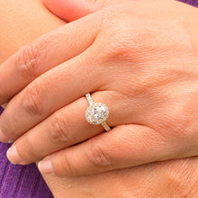 Load image into Gallery viewer, Oval Cut Moissanite and Round Sides Engagement Ring 14k Solid Yellow Gold Wedding Ring Halo Design Bridal Propose Ring Prong Set 1.50ctw