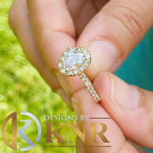 Load image into Gallery viewer, Oval Cut Moissanite Engagement Ring and Round Cut Sides 14k Solid Yellow Gold Halo Style Wedding Ring Anniversary Ring Bridal Ring 2.00ctw