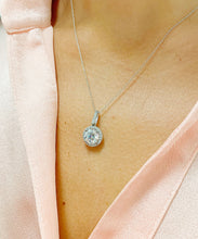 Load image into Gallery viewer, Round Cut Moissanite Necklace Pendant 14K Solid White Gold Halo Gift Wedding Gift Bridal Gift anniversary Gift 1.75ctw Pendant And Chain