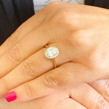 Load image into Gallery viewer, Oval Cut Moissanite and Round Sides Engagement Ring 14k Solid Yellow Gold Minimalist Halo Wedding Ring Bridal Propose Ring For Her 1.20ctw