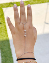 Load image into Gallery viewer, Finger Bracelet Round Cut Moissanites Ring Bracelet In 14k Solid White Gold Finger Chain Bracelet Bezel Set Chain Bracelet Gift For Her 0.30