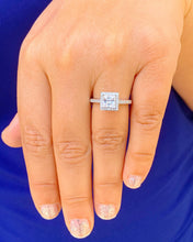 Load image into Gallery viewer, Princess Moissanite And Round Cut Engagement Ring Halo Style 14k Solid White Gold Wedding Anniversary Ring With Filigree Edging Style 1.70ct