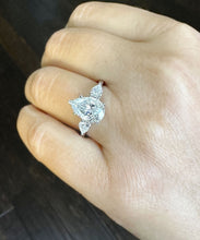 Load image into Gallery viewer, Pear Shape Moissanite Engagement Ring Three Stone Style Wedding Ring Classic Design Bridal Ring For Her Set In 14k Solid White Gold 3.70ctw