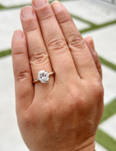 Load image into Gallery viewer, Oval Shape Moissanite Engagement Ring Solitaire 14k Solid Yellow Gold Bridal Ring Wedding Ring Anniversary Ring Solitaire Four Prong 3.00ct
