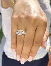 Load image into Gallery viewer, Princess Cut And Emerald Baguettes and Round Cut Sides Moissanite Engagement Ring And Matching Band 14k Solid Yellow Gold Wedding Set 4.75ct