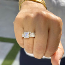 Load image into Gallery viewer, Princess Cut And Emerald Baguettes and Round Cut Sides Moissanite Engagement Ring And Matching Band 14k Solid Yellow Gold Wedding Set 4.75ct