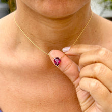 Load image into Gallery viewer, Pear Shape Solitaire Ruby Necklace And Chain Minimalist And Dainty 14k Solid Yellow Gold Pendant And Chain Gift For Her Ruby Necklace 3.00ct