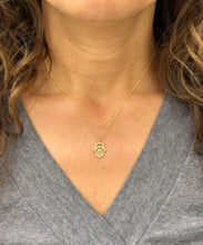 Load image into Gallery viewer, Hamsa Style Pendent And Chain in 14K Solid Yellow Gold Necklace Minimalist Style Wedding Bridal And Anniversary Gift For Her Gold Chain