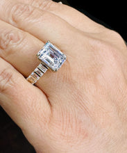 Load image into Gallery viewer, Emerald Cut Moissanite Engagement Ring Women's Wedding Ring Set In 14k Solid And Heavy Yellow Gold Bridal Ring For Her Design Ring 6.00ctw