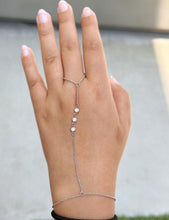 Load image into Gallery viewer, Finger Bracelet Round Cut Moissanites Ring Bracelet In 14k Solid White Gold Finger Chain Bracelet Bezel Set Chain Bracelet Gift For Her 0.30