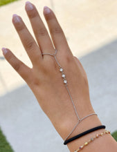 Load image into Gallery viewer, Finger Bracelet Round Cut Moissanites Ring Bracelet In 14k Solid White Gold Finger Chain Bracelet Bezel Set Chain Bracelet Gift For Her 0.30