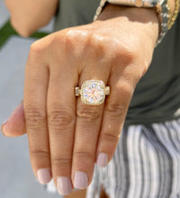 Load image into Gallery viewer, Round Cut Moissanite Engagement Ring Halo Filigree style Anniversry Ring In 14k Solid And Heavy Yellow Gold Bridal Wedding Ring For Her 7.75