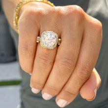 Load image into Gallery viewer, Round Cut Moissanite Engagement Ring Halo Filigree style Anniversry Ring In 14k Solid And Heavy Yellow Gold Bridal Wedding Ring For Her 7.75