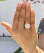 Load image into Gallery viewer, Huge Round Cut Diamond Engagement Ring Halo Style Wedding Ring IGI Certified Filigree Style 14k Solid Yellow Gold Bridal Ring 7.75ctw