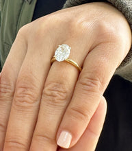 Load image into Gallery viewer, Oval Shape Moissanite Engagement Ring Solitaire Four Prong Set Bridal Wedding Ring For Her Minimalist Design 14k Solid Yellow Gold 5.00ct