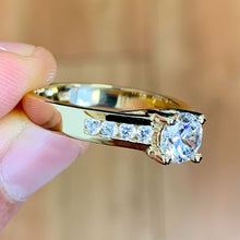 Load image into Gallery viewer, Round Cut Shape Moissanite Engagement Ring Channel Set Bridal Ring 14k Solid And Heavy Yellow Gold Women's Wedding Ring For Her 1.50ctw