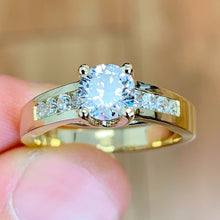Load image into Gallery viewer, Round Cut Shape Moissanite Engagement Ring Channel Set Bridal Ring 14k Solid And Heavy Yellow Gold Women's Wedding Ring For Her 1.50ctw