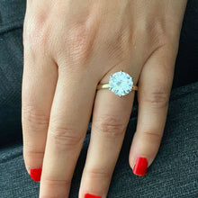 Load image into Gallery viewer, Round Cut Moissanite Engagement Ring Solitaire in 14k Solid Yellow Gold Bridal Ring Six Prong Set Style Wedding Anniversary Ring 4.00ct
