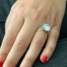 Load image into Gallery viewer, Round Cut Moissanite Engagement Ring Solitaire in 14k Solid Yellow Gold Bridal Ring Six Prong Set Style Wedding Anniversary Ring 4.00ct