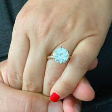 Load image into Gallery viewer, Round Cut Moissanite Engagement Ring Solitaire in 14k Solid Yellow Gold Bridal Ring Six Prong Set Style Wedding Anniversary Ring 4.00ct