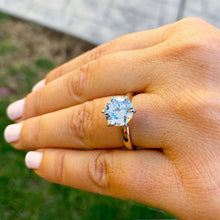 Load image into Gallery viewer, Round Cut Moissanite Engagement Ring Solitaire Set in 14k Solid Yellow Gold Women's Wedding Bridal Set Four Prong Set Ring For Her 4.00ct
