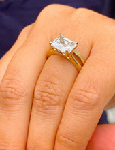 Load image into Gallery viewer, Radiant Cut Moissanite Engagement Ring And Matching Band Solitaire Set In 14k Solid Yellow Gold Bridal Wedding Ring And Band Set 3.50ct