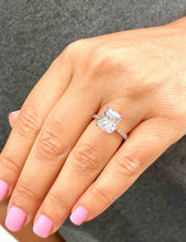 Load image into Gallery viewer, Radiant Cut Moissanite And Round Cut Sides Engagement Ring Solitaire Bridal Ring 14k Solid Rose Gold Wedding Propose Ring For Her 3.80ctw