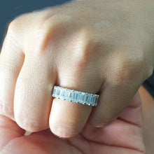 Load image into Gallery viewer, Emerald Cut Moissanite Eternity Band 5.0x3.0mm each Set In 14K Solid White Gold Engagement Band Prong Set Wedding Anniversary Band 5.00ctw