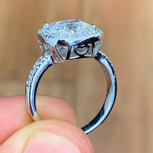 Load image into Gallery viewer, Cushion Cut Moissanite and Round Cut Sides Natural Diamond Engagement Ring Halo Style In 14k Solid White Gold Bridal Wedding Ring 5.50ctw