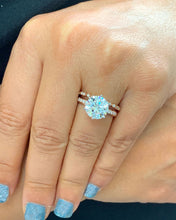 Load image into Gallery viewer, Round Cut Moissanite And Natural Round Cut Sides Diamond Engagement Ring And Matching Band In 14k Solid Rose Gold Wedding Bridal Set 4.50ctw