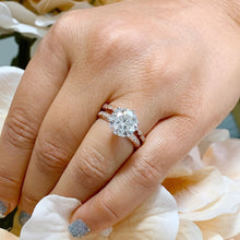 Load image into Gallery viewer, Round Cut Moissanite And Natural Round Cut Sides Diamond Engagement Ring And Matching Band In 14k Solid Rose Gold Wedding Bridal Set 4.50ctw