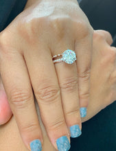 Load image into Gallery viewer, Round Cut Moissanite And Natural Round Cut Sides Diamond Engagement Ring And Matching Band In 14k Solid Rose Gold Wedding Bridal Set 4.50ctw