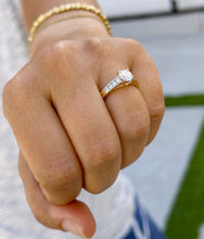 Load image into Gallery viewer, Round Cut Moissanite Engagement Ring Prong Set Bridal Ring Channel Set Minimalist Style Wedding Ring 14k Solid Yellow Gold Ring 1.20ctw