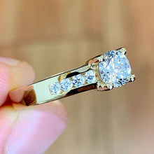 Load image into Gallery viewer, Round Cut Shape Moissanite Engagement Ring Channel Set Bridal Ring 14k Solid And Heavy Yellow Gold Women's Wedding Ring For Her 1.50ctw